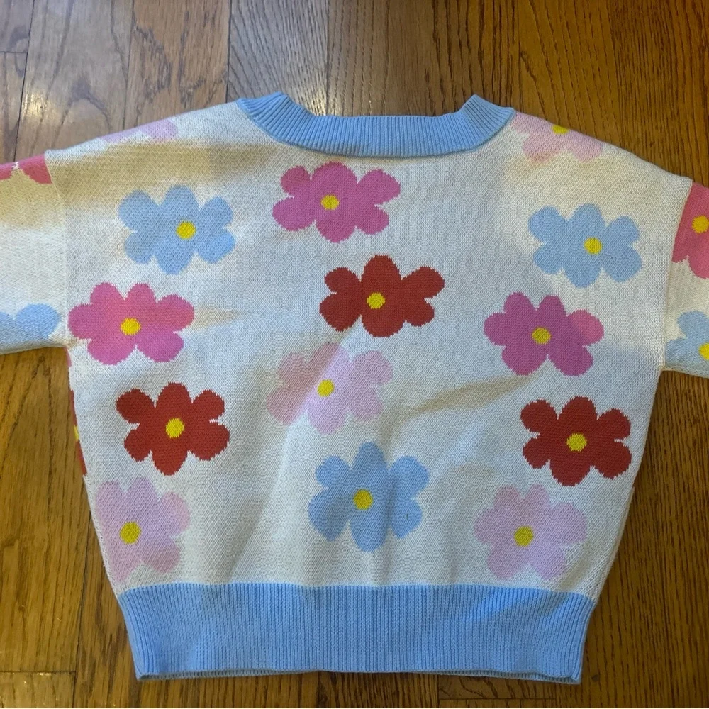 Old Navy Floral Kids Sweater - Blue, Red, Pink, Yellow Girls Size 6